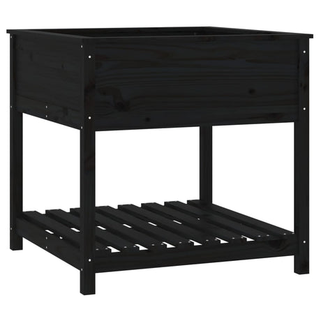 Vidaxx jardinière avec étagère 82,5x82,5x81 cm bois de pin massif noir