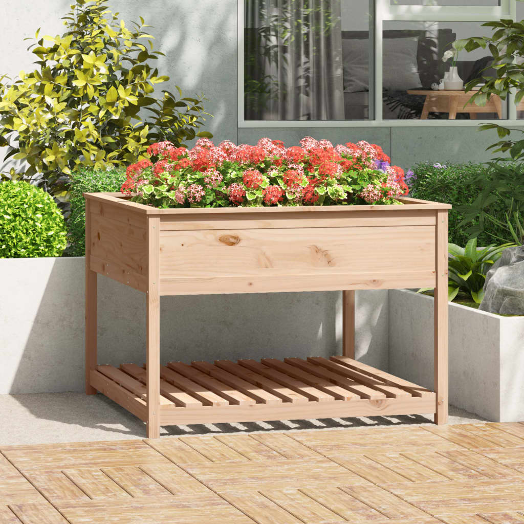 Vidaxx jardinière avec étagère 111,5x111,5x81 cm bois de pin massif