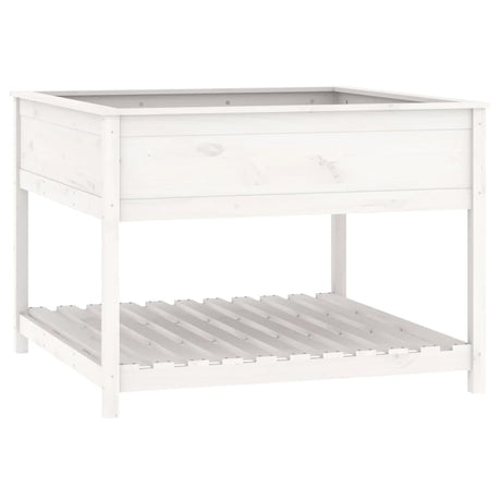 Vidaxx jardinière avec étagère 111,5x111,5x81 cm bois de pin massif blanc