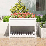 Vidaxx jardinière avec étagère 111,5x111,5x81 cm bois de pin massif blanc