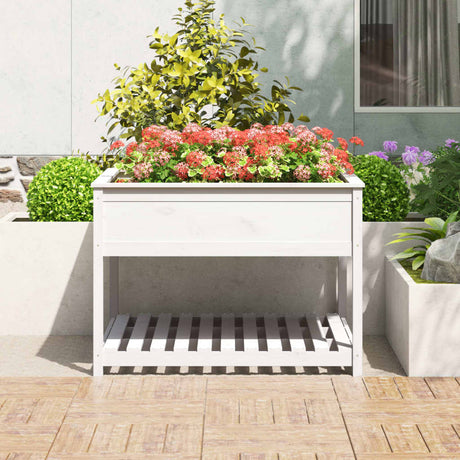 Vidaxx jardinière avec étagère 111,5x111,5x81 cm bois de pin massif blanc