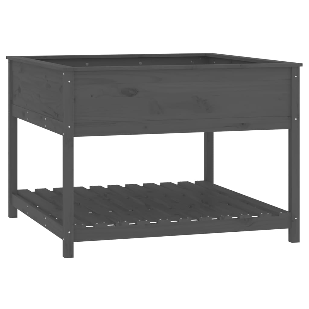 Planteur vidaxl avec étagère 111.5x111.5x81 cm en pin solide gris