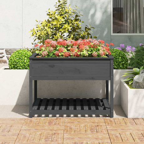 Vidaxx jardinière avec étagère 111,5x111,5x81 cm bois de pin massif gris