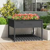Vidaxx jardinière avec étagère 111,5x111,5x81 cm bois de pin massif gris