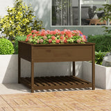 Vidaxx jardinière avec étagère 111,5x111,5x81 cm bois de pin brun miel
