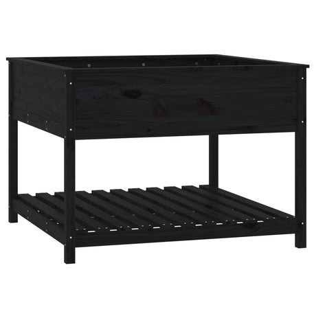 Vidaxx jardinière avec étagère 111,5x111,5x81 cm bois de pin massif noir
