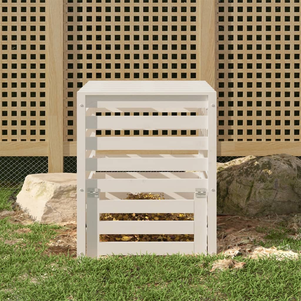 Vidaxx bac à compost 63,5x63,5x77,5 cm bois de pin massif blanc
