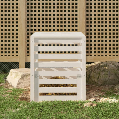 Vidaxx bac à compost 63,5x63,5x77,5 cm bois de pin massif blanc