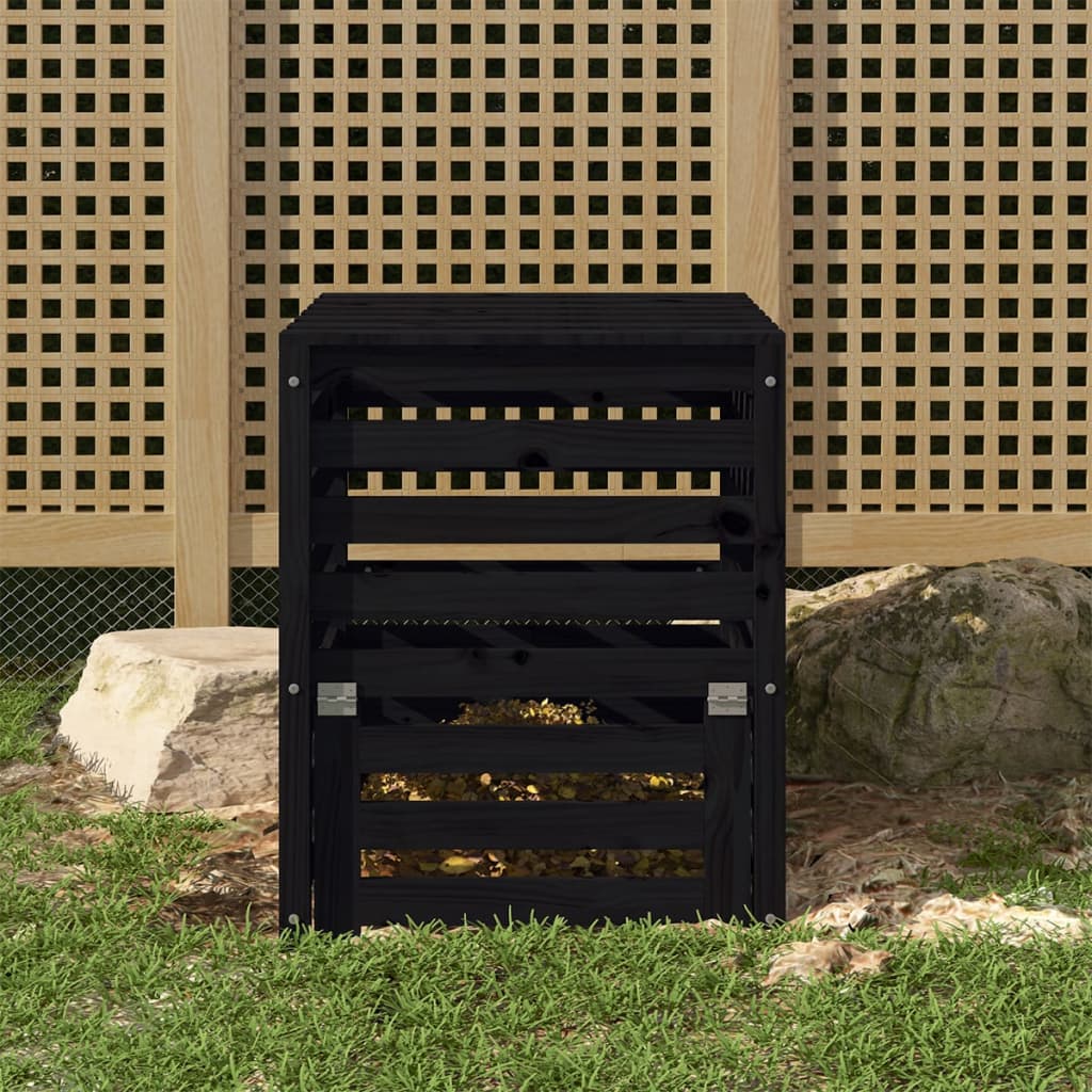 Vidaxl Compost Bin 63.5x63.5x77.5 cm fast tallvedsvart