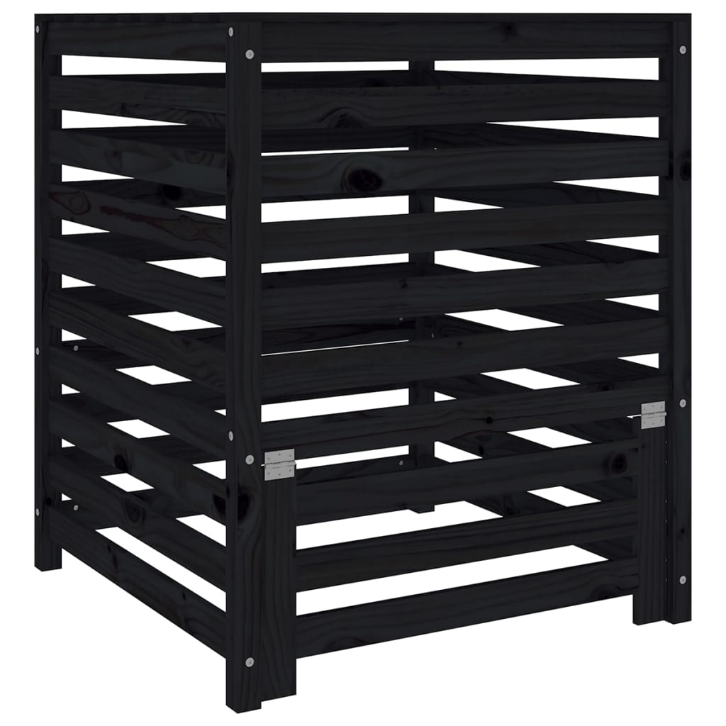 Vidaxx bac à compost 82,5x82,5x99,5 cm bois de pin massif noir
