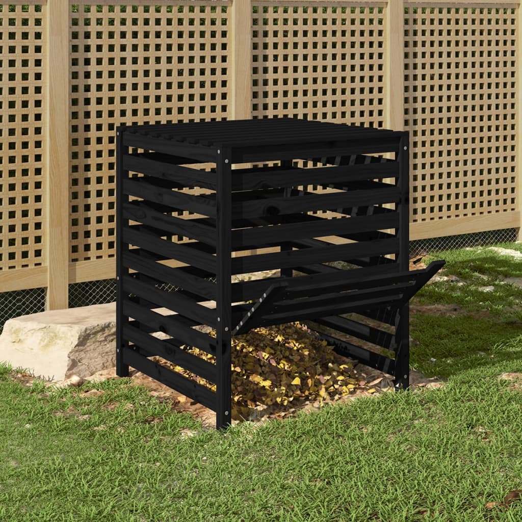 Vidaxx bac à compost 82,5x82,5x99,5 cm bois de pin massif noir