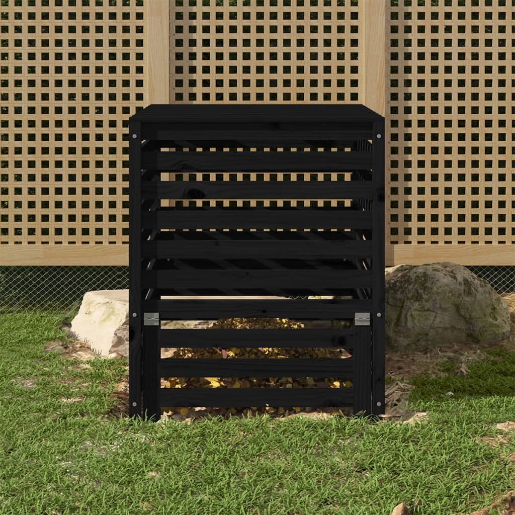 Vidaxl Compost Bin 82.5x82.5x99.5 cm Pino in legno di pino nero