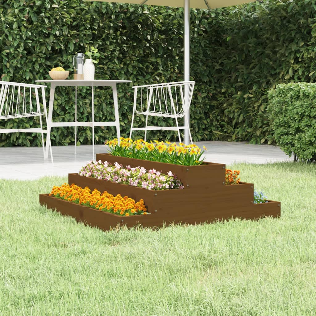 Vidaxx jardinière 80x80x27 cm bois de pin massif marron miel