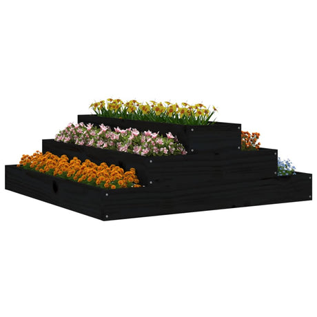 Vidaxx jardinière 80x80x27 cm bois de pin massif noir