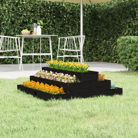 Vidaxx jardinière 80x80x27 cm bois de pin massif noir