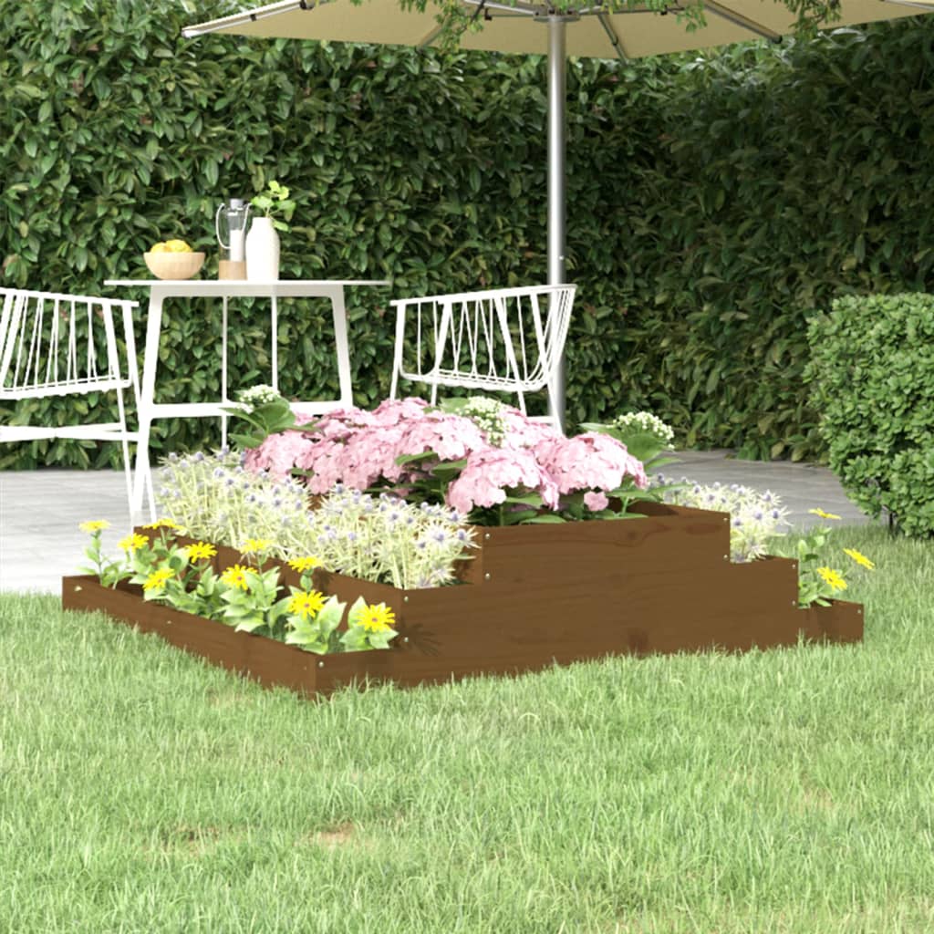 Vidaxx jardinière 110x110x27 cm bois de pin massif marron miel