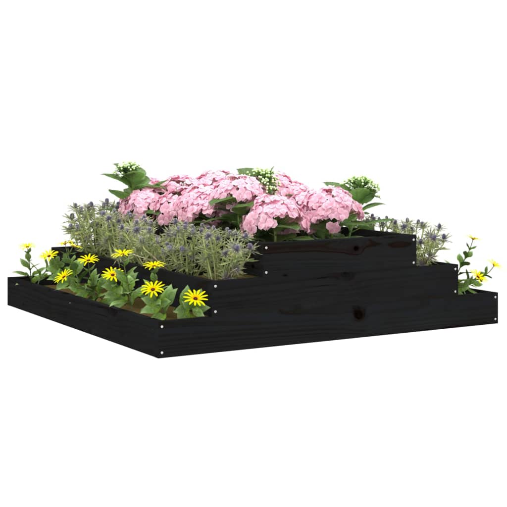 Vidaxl Planter Big 110x110x27 cm pevná borovice černá