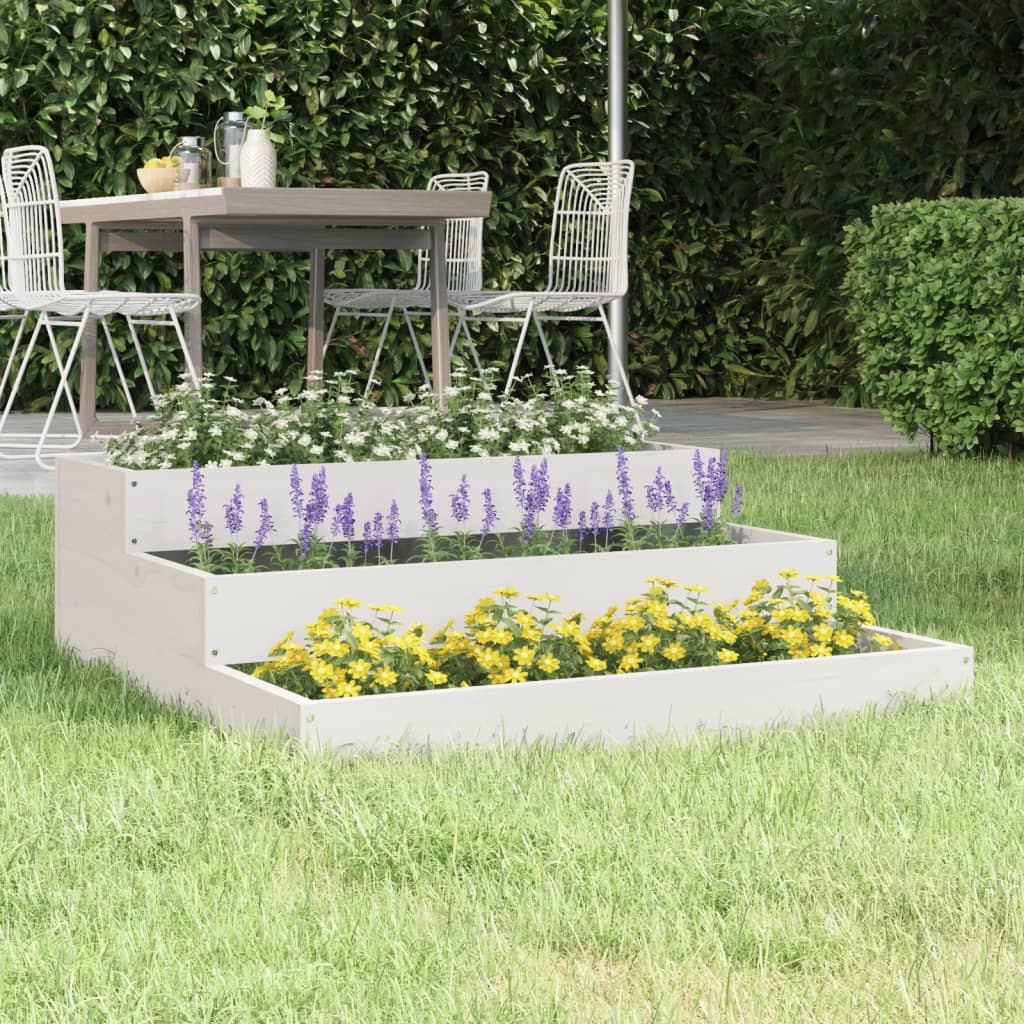 Vidaxx jardinière 78x78x27 cm bois de pin massif blanc