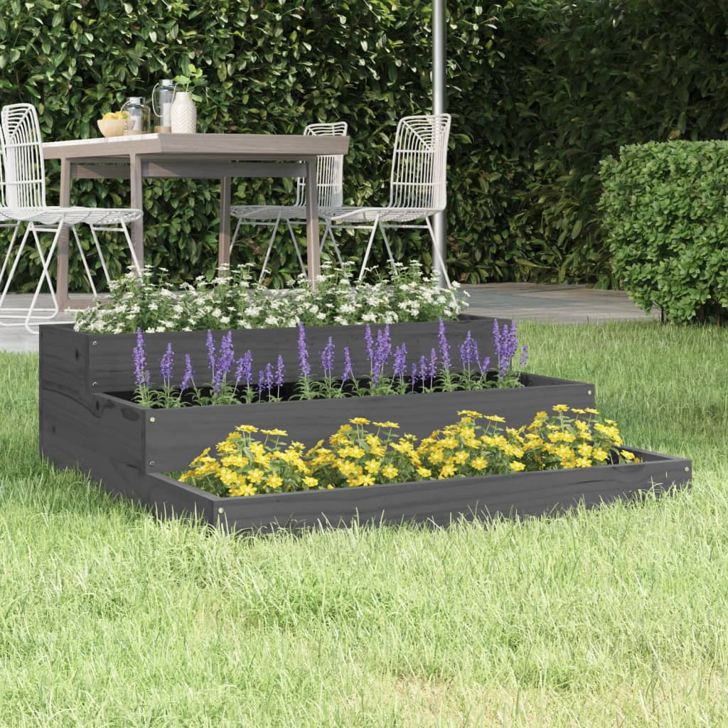 Vidaxx jardinière 78x78x27 cm bois de pin massif gris
