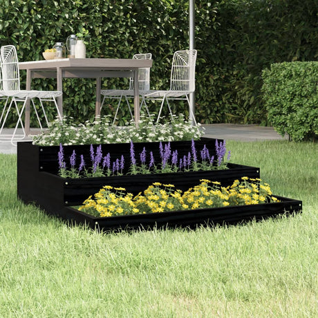 Vidaxx jardinière 78x78x27 cm bois de pin massif noir