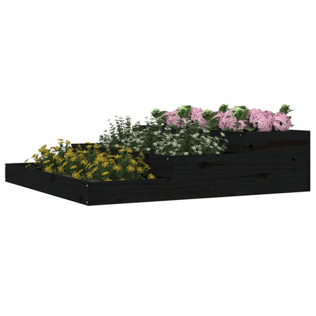 Vidaxx jardinière 107x107x27 cm bois de pin massif noir