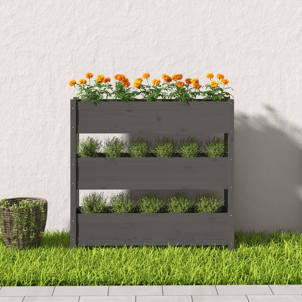 Vidaxx jardinière 112x25x104,5 cm bois de pin massif gris