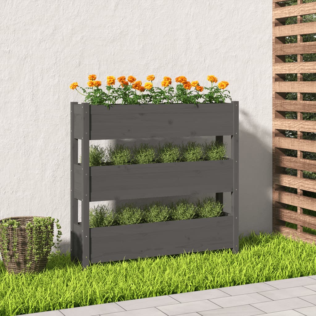 Vidaxx jardinière 112x25x104,5 cm bois de pin massif gris