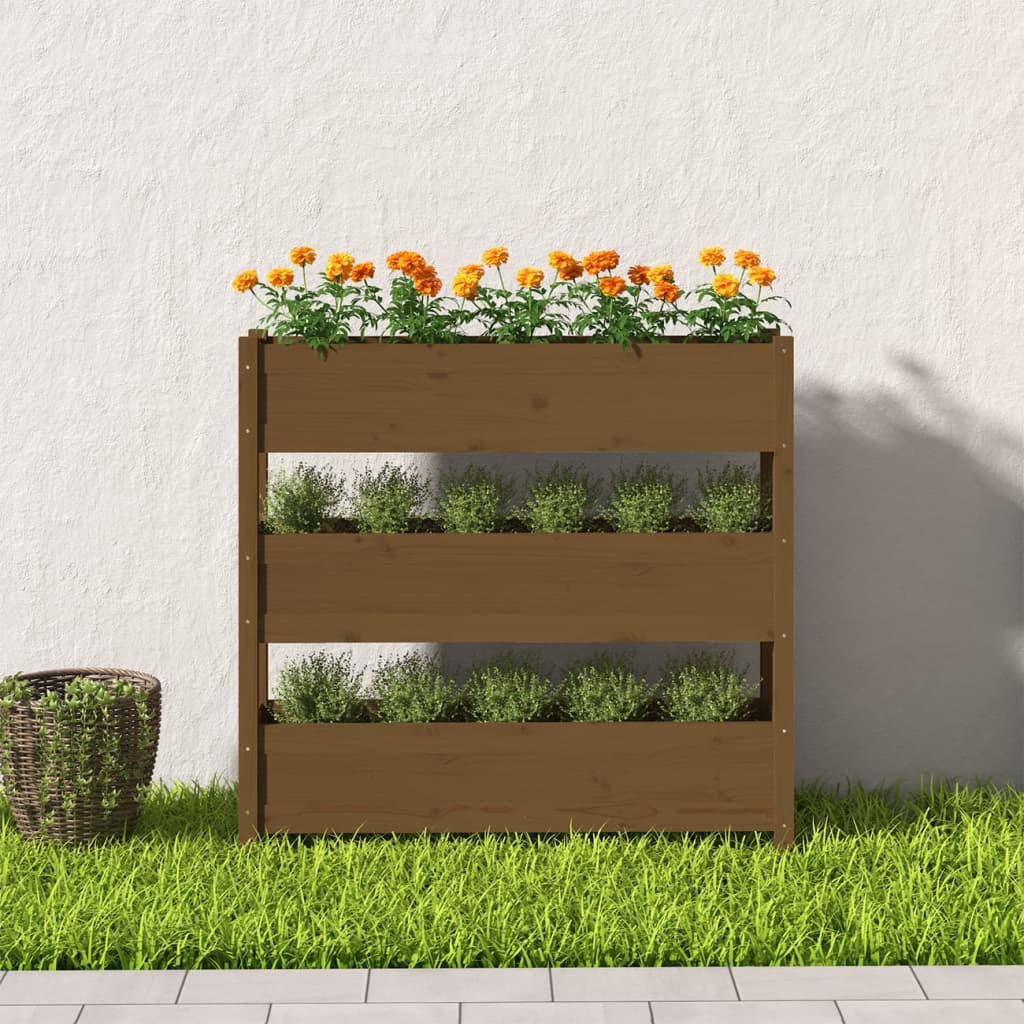 Vidaxx jardinière 112x25x104,5 cm bois de pin massif marron miel