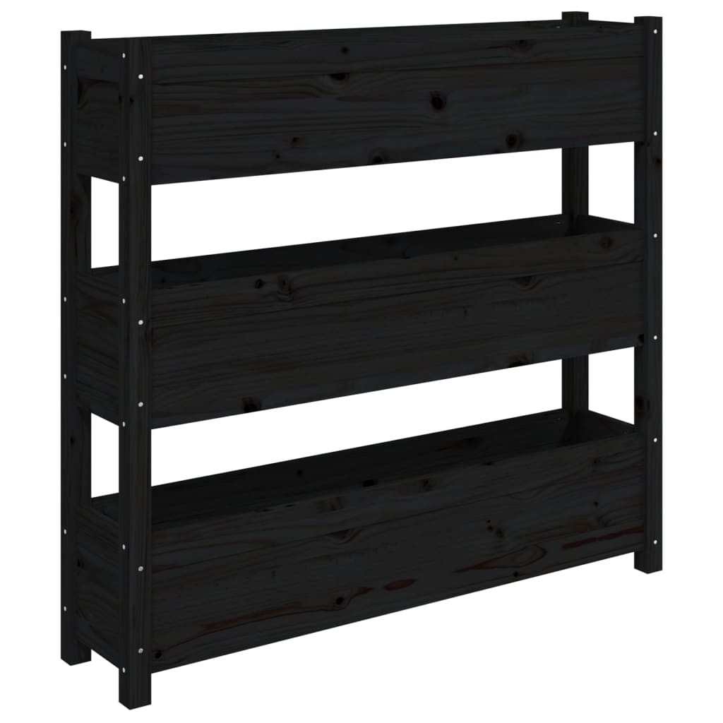Vidaxx jardinière 112x25x104,5 cm bois de pin massif noir
