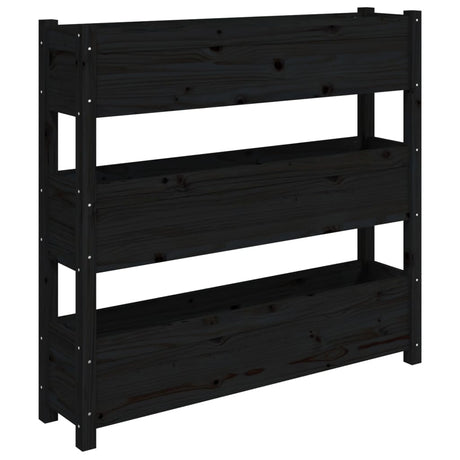 Vidaxx jardinière 112x25x104,5 cm bois de pin massif noir