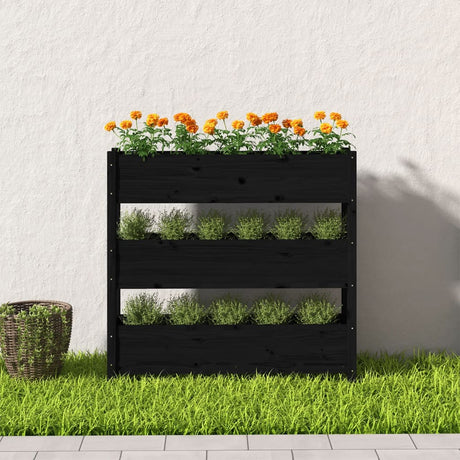 Vidaxx jardinière 112x25x104,5 cm bois de pin massif noir