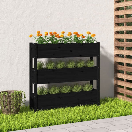 Vidaxx jardinière 112x25x104,5 cm bois de pin massif noir