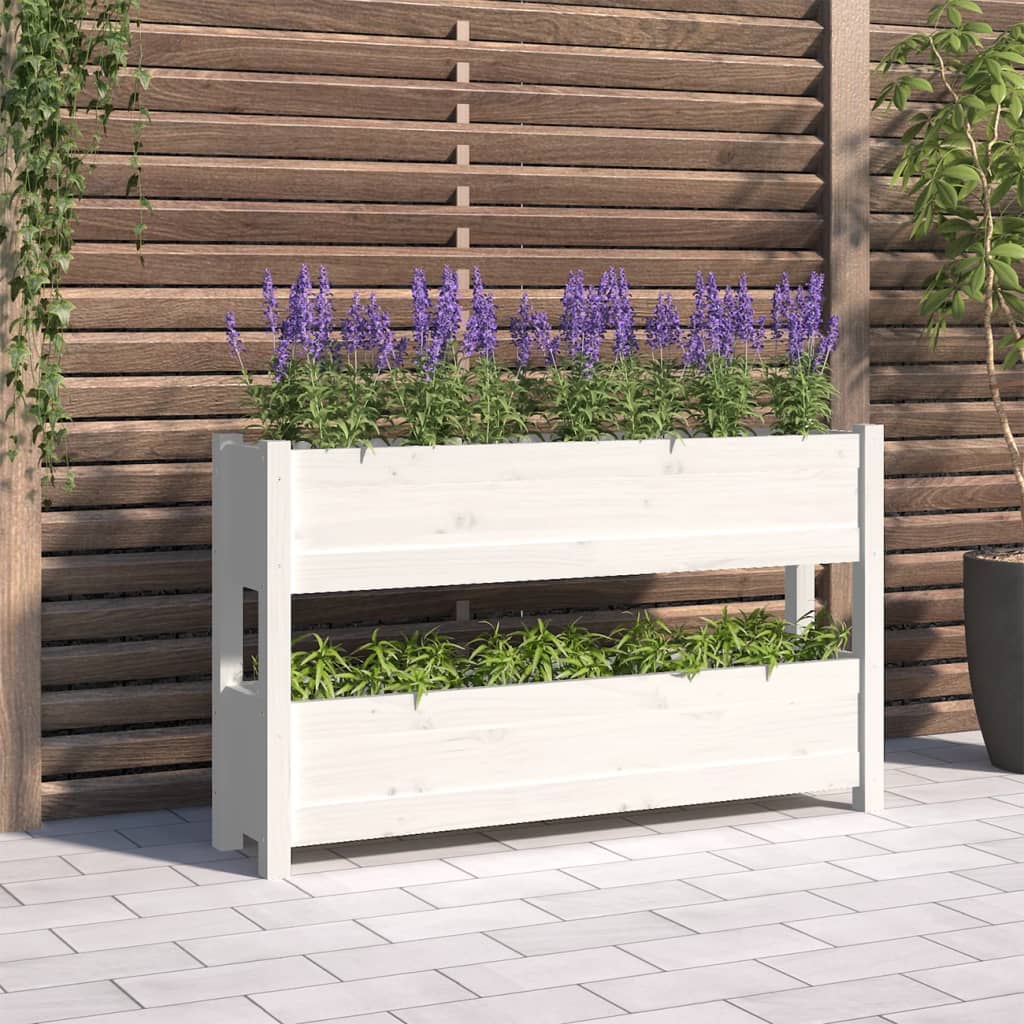 Vidaxx jardinière 112x25x66 cm bois de pin massif blanc