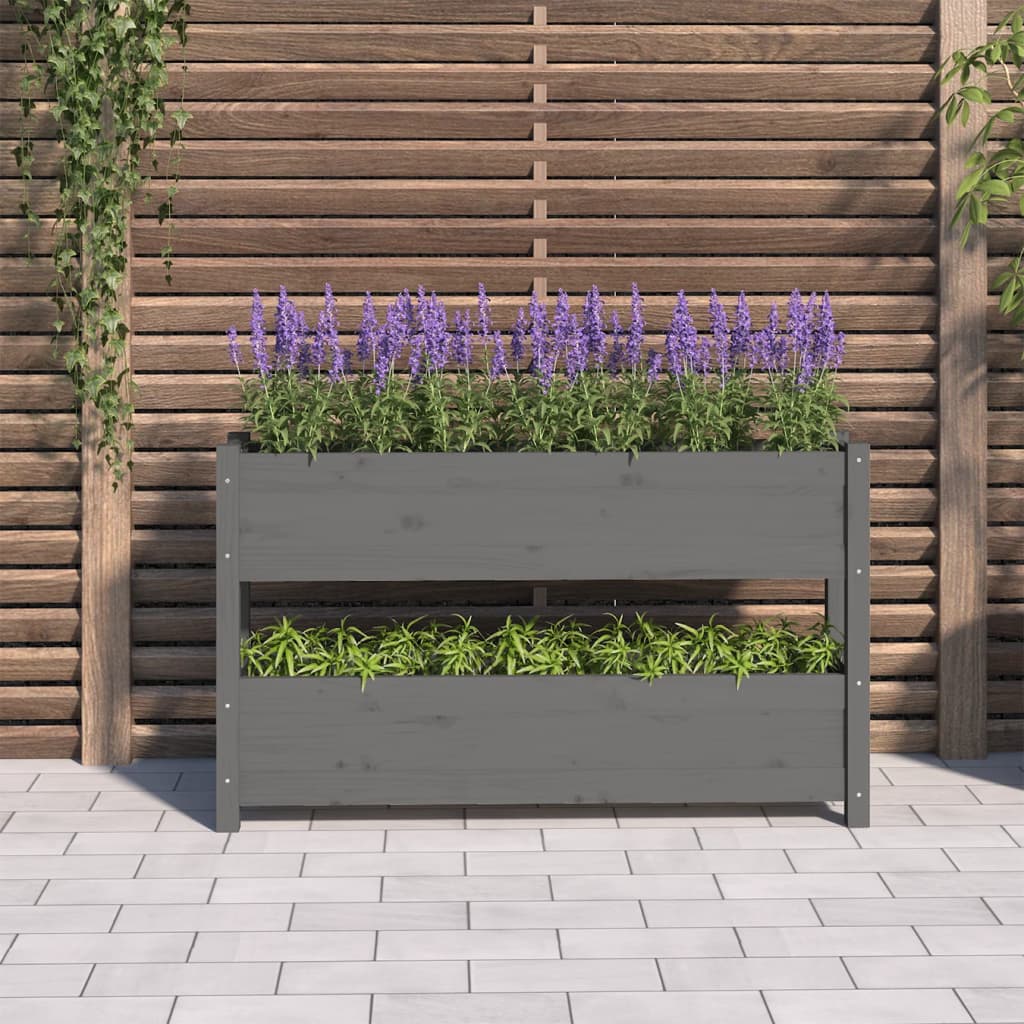 Vidaxx jardinière 112x25x66 cm bois de pin massif gris