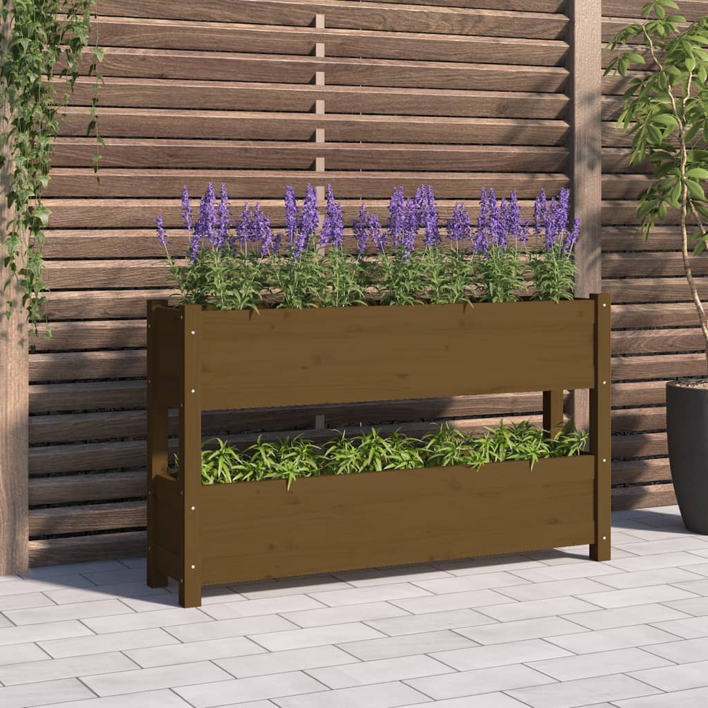 Vidaxx jardinière 112x25x66 cm bois de pin massif marron miel