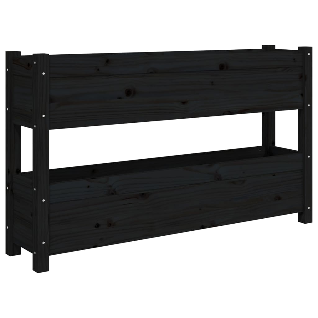 VidaXL Jardinière 112x25x66 cm bois de pin massif noir