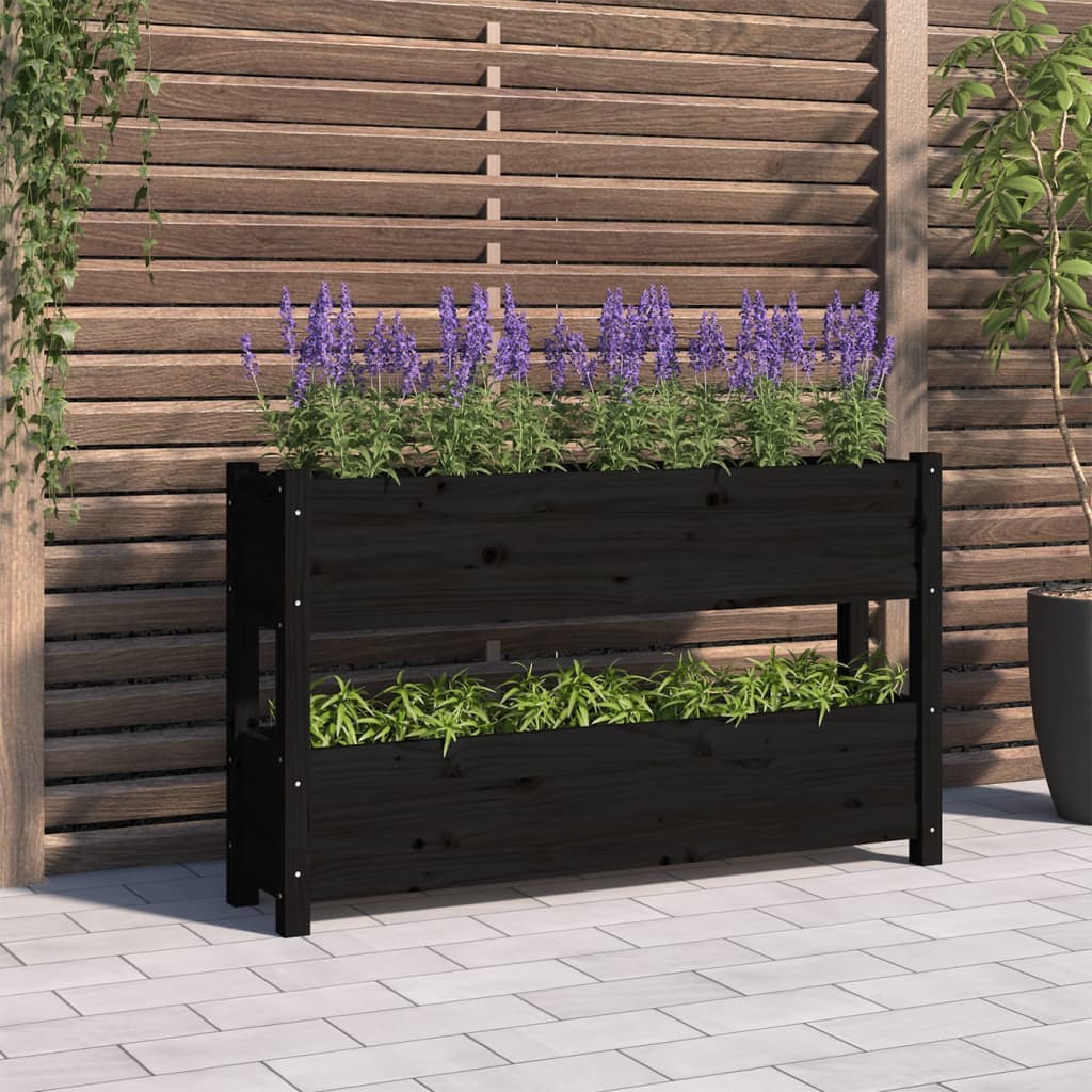 VidaXL Jardinière 112x25x66 cm bois de pin massif noir