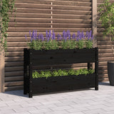 VidaXL Jardinière 112x25x66 cm bois de pin massif noir