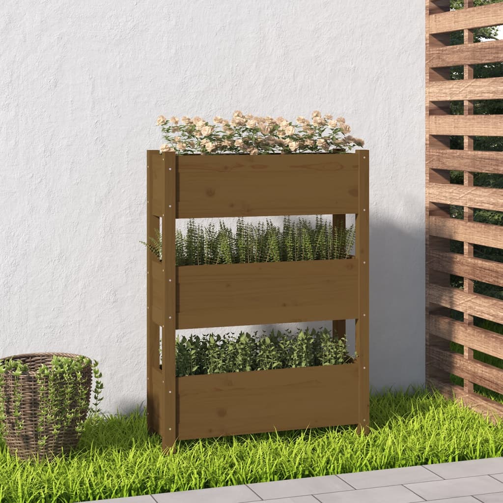 Vidaxx jardinière 77x25x104,5 cm bois de pin massif marron miel