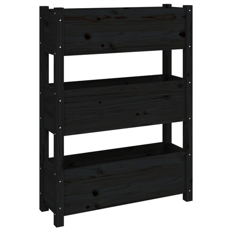 Vidaxx jardinière 77x25x104,5 cm bois de pin massif noir