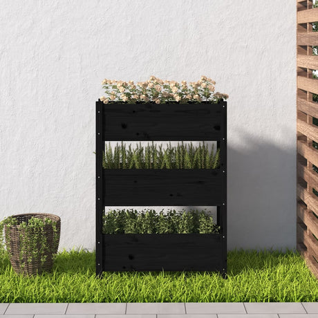 Vidaxx jardinière 77x25x104,5 cm bois de pin massif noir