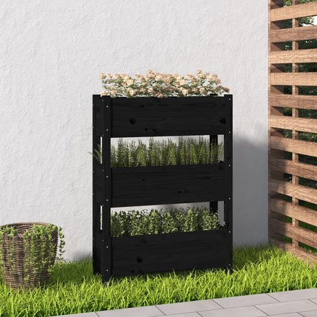 Vidaxx jardinière 77x25x104,5 cm bois de pin massif noir