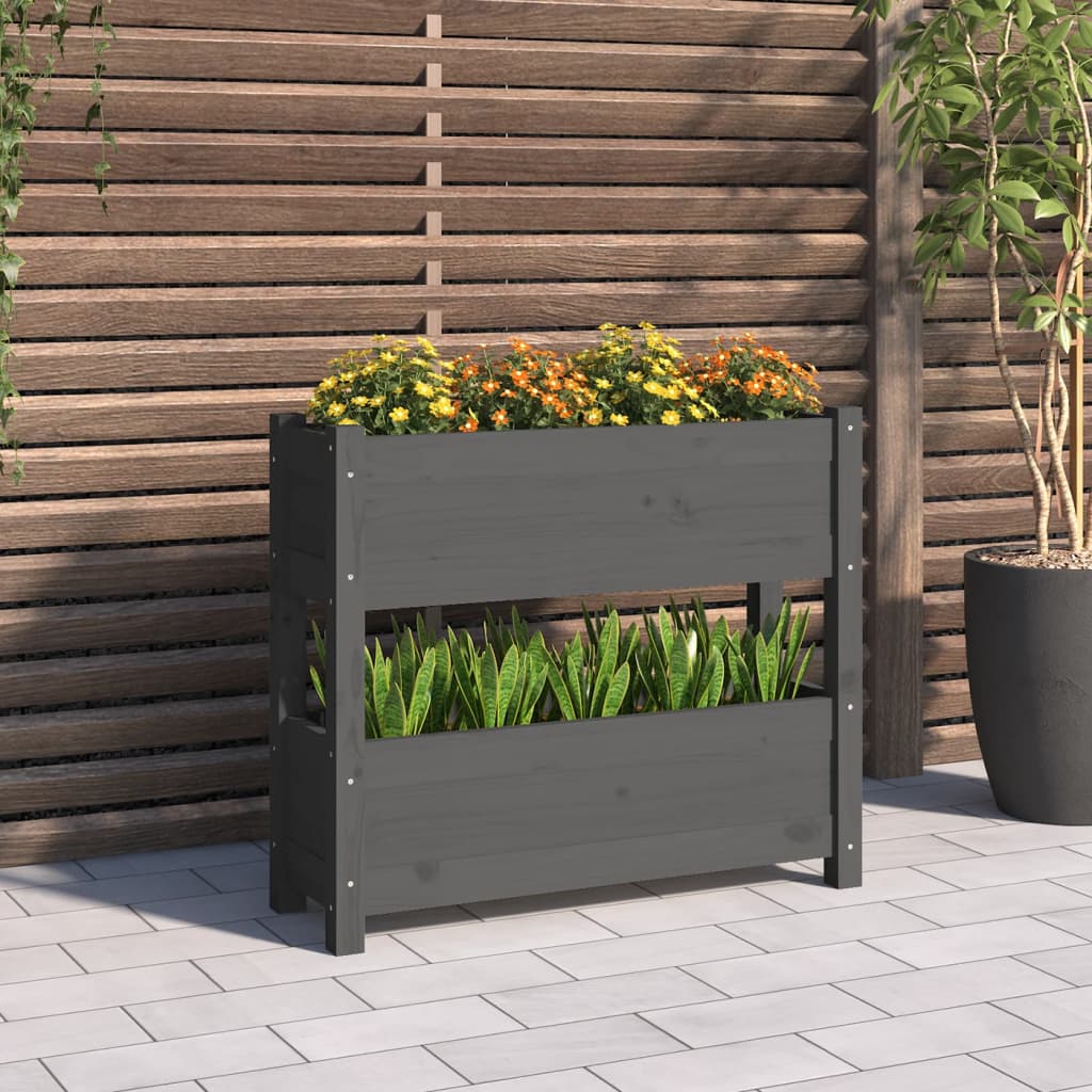Vidaxx jardinière 77x25x66 cm bois de pin massif gris