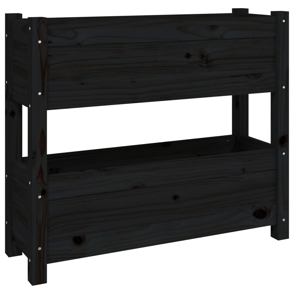 Vidaxx jardinière 77x25x66 cm bois de pin massif noir