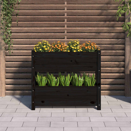 Vidaxx jardinière 77x25x66 cm bois de pin massif noir