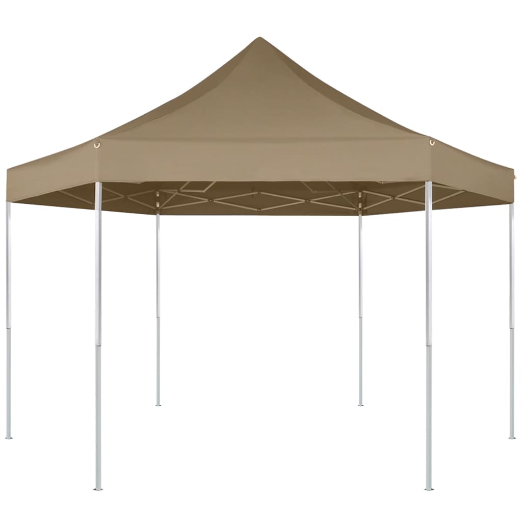 Vidaxl PartyTent sammenleggbar sekskantet 3,6x3,1 m taupe 220 g m²