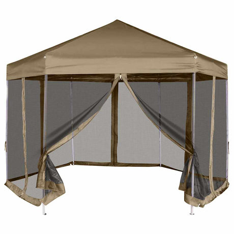 Tente de fête Vidaxx avec parois hexagonales 3,6x3,1 m taupe 220 g m²