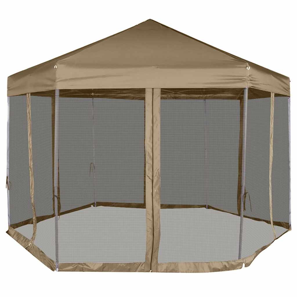 Tente de fête Vidaxx avec parois hexagonales 3,6x3,1 m taupe 220 g m²