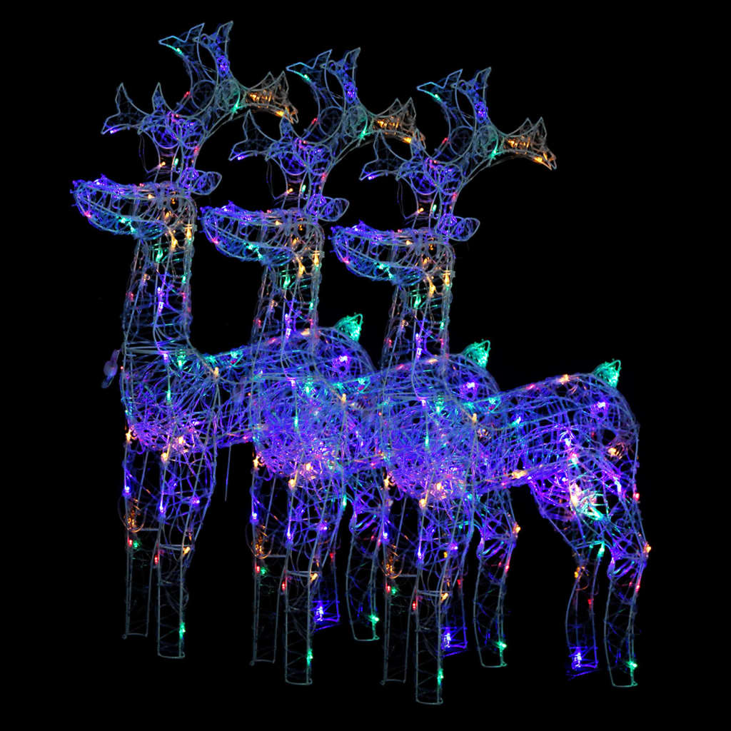 VidaXL décorations de Noël renne 3 pcs 60x16x100 cm acrylique