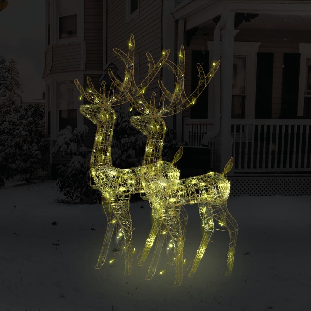 VidaXL décorations de Noël renne 2 pcs 120 cm acrylique blanc chaud